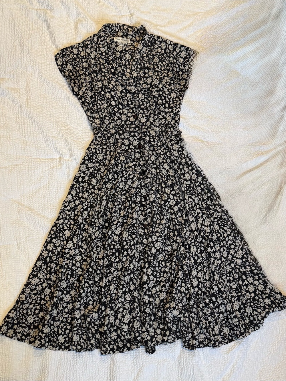Silk Black Floral Midi Dress